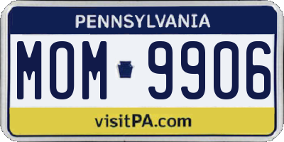PA license plate MOM9906