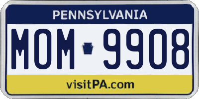 PA license plate MOM9908
