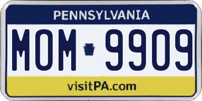 PA license plate MOM9909