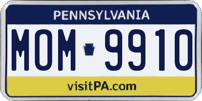 PA license plate MOM9910