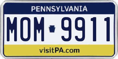 PA license plate MOM9911