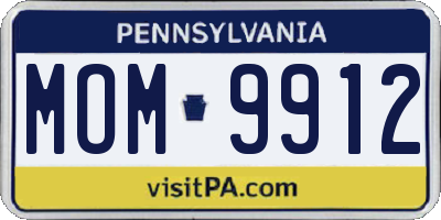 PA license plate MOM9912