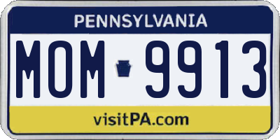 PA license plate MOM9913