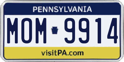 PA license plate MOM9914