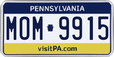 PA license plate MOM9915
