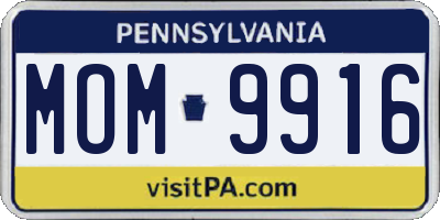 PA license plate MOM9916