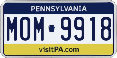 PA license plate MOM9918