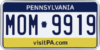 PA license plate MOM9919