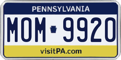 PA license plate MOM9920