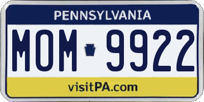 PA license plate MOM9922
