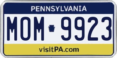 PA license plate MOM9923