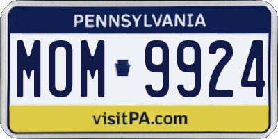 PA license plate MOM9924