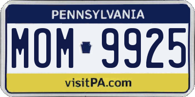 PA license plate MOM9925
