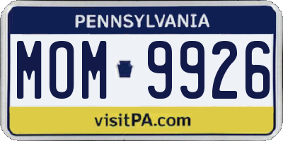 PA license plate MOM9926