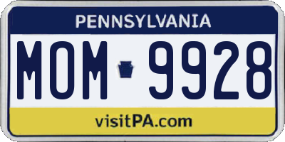 PA license plate MOM9928