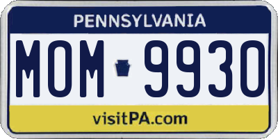 PA license plate MOM9930