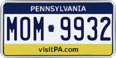 PA license plate MOM9932
