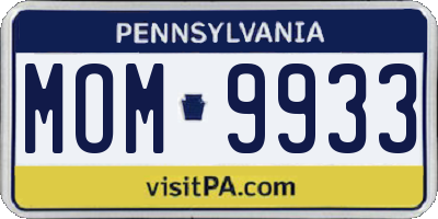 PA license plate MOM9933