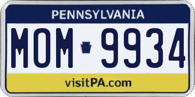 PA license plate MOM9934