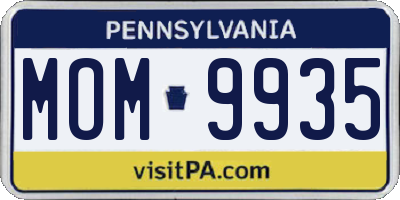 PA license plate MOM9935