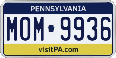 PA license plate MOM9936