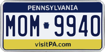 PA license plate MOM9940