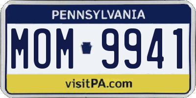 PA license plate MOM9941