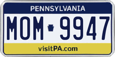 PA license plate MOM9947