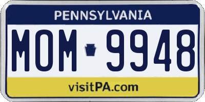 PA license plate MOM9948