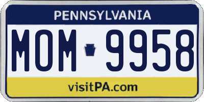 PA license plate MOM9958