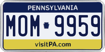 PA license plate MOM9959