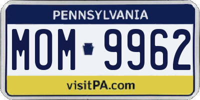 PA license plate MOM9962