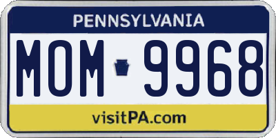 PA license plate MOM9968