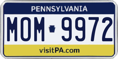 PA license plate MOM9972