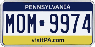 PA license plate MOM9974