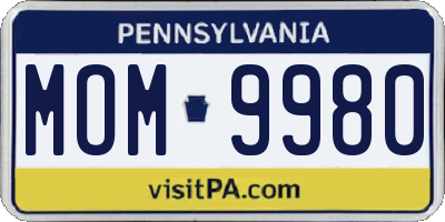 PA license plate MOM9980