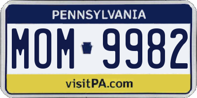 PA license plate MOM9982