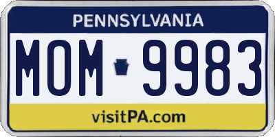 PA license plate MOM9983