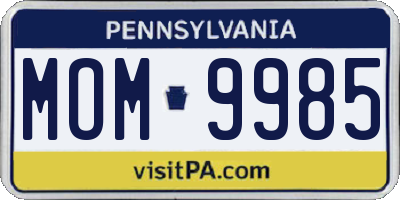 PA license plate MOM9985