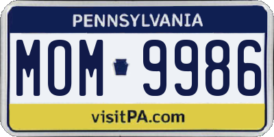 PA license plate MOM9986