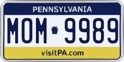 PA license plate MOM9989