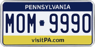 PA license plate MOM9990