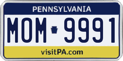 PA license plate MOM9991