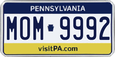 PA license plate MOM9992