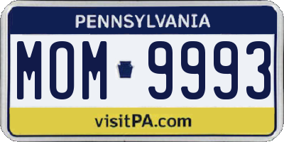 PA license plate MOM9993