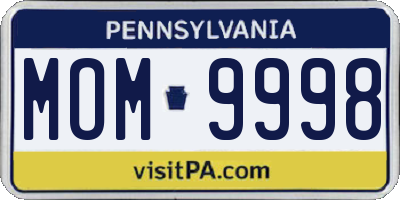 PA license plate MOM9998