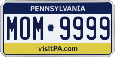 PA license plate MOM9999
