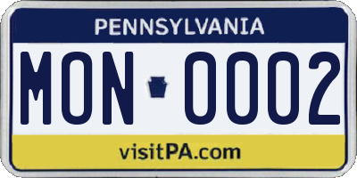 PA license plate MON0002