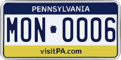 PA license plate MON0006