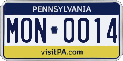 PA license plate MON0014